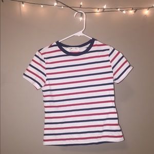 Red white and blue striped t shirt